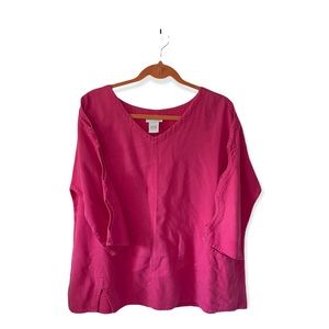 Soft Surroundings Pink Open Sleeves Boxy V-neck Size LP